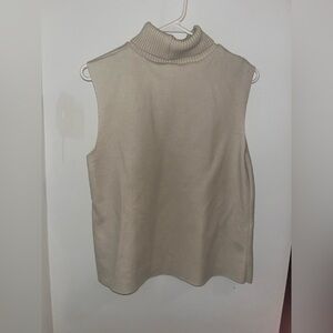 Zara Sleeveless Turtleneck Knit Top - Cream